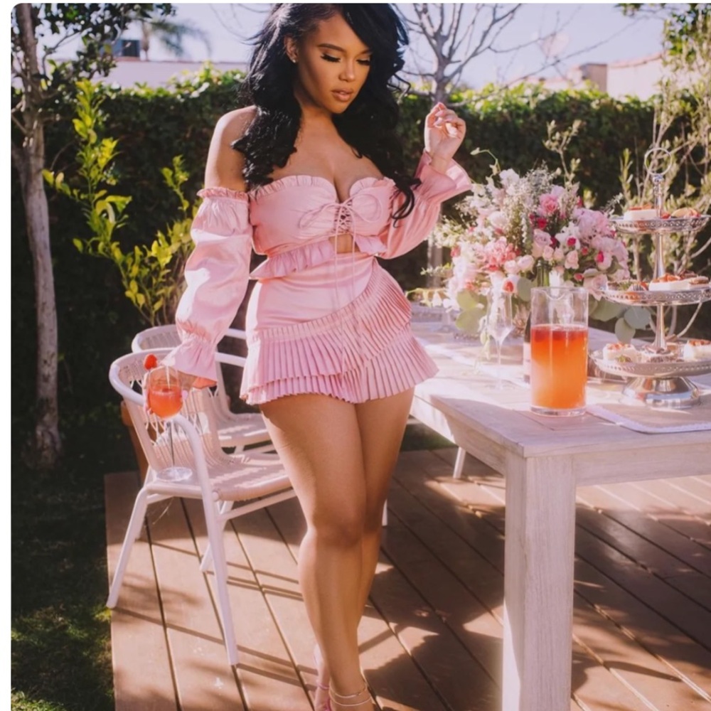 Ruffle Pink 2 pc Corset Skirt Set